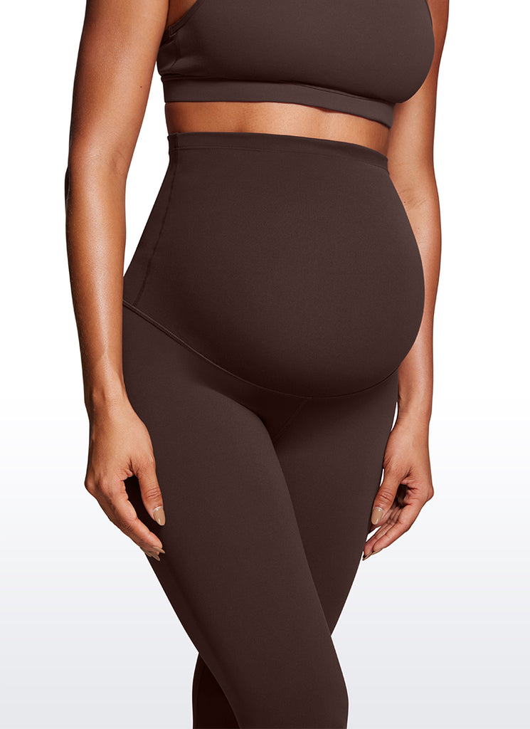 CRZ YOGA Women's Maternity Leggings Super High Rise Butterluxe 30'' Hot Fudge Brown