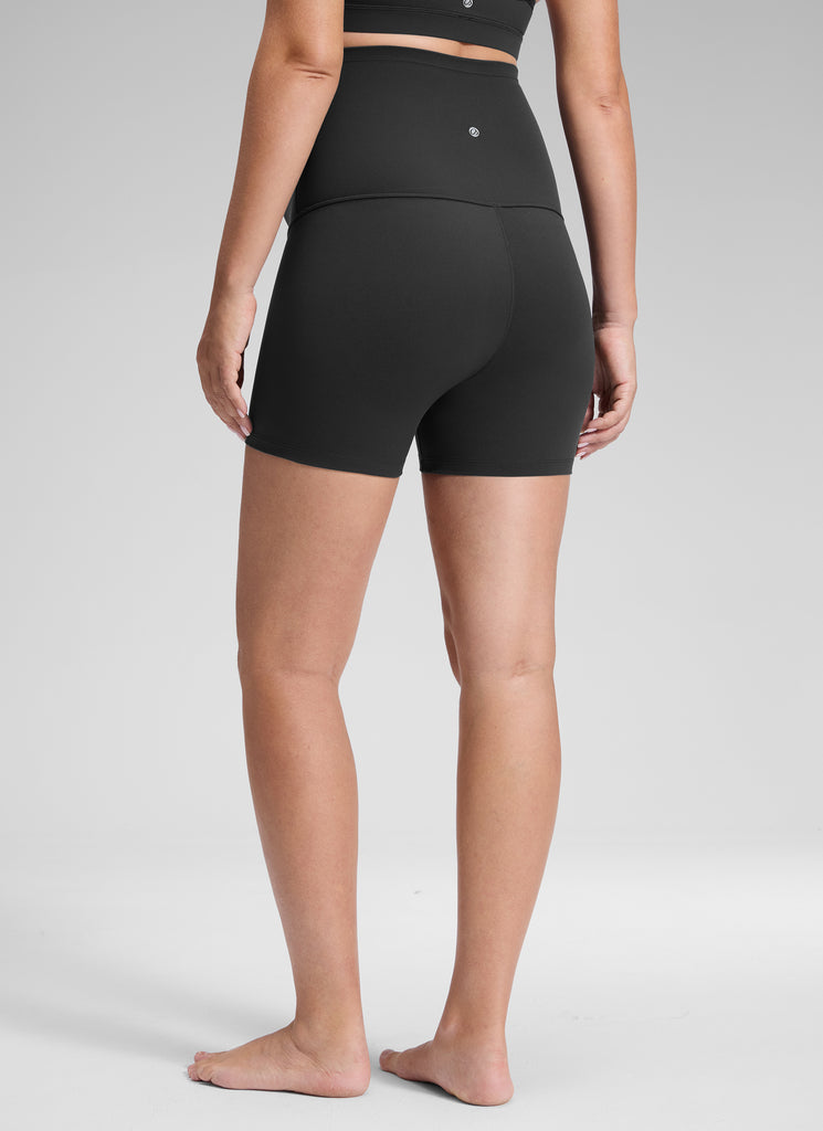 CRZ YOGA Women's Maternity Biker Shorts Super High Rise Butterluxe 4'' Black