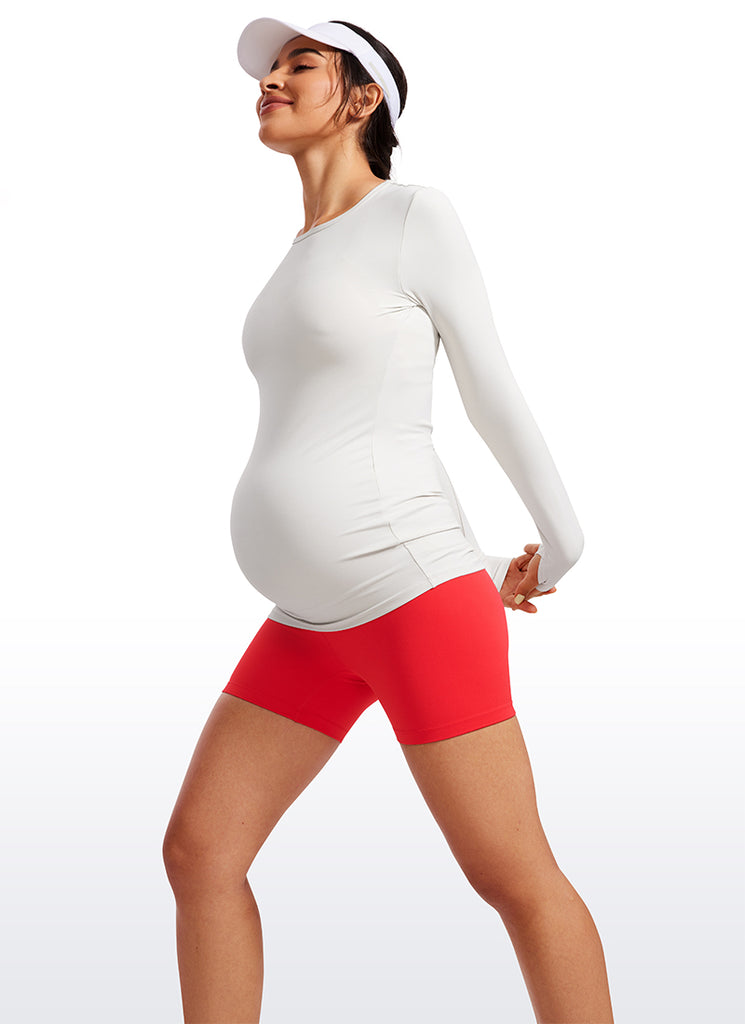 CRZ YOGA Women's Maternity Biker Shorts Super High Rise Butterluxe 4'' True Navy