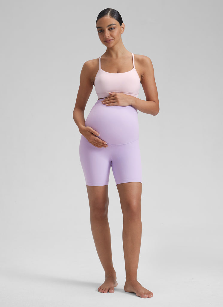 CRZ YOGA Women's Maternity Biker Shorts Super High Rise Butterluxe 6'' Oasis Blue