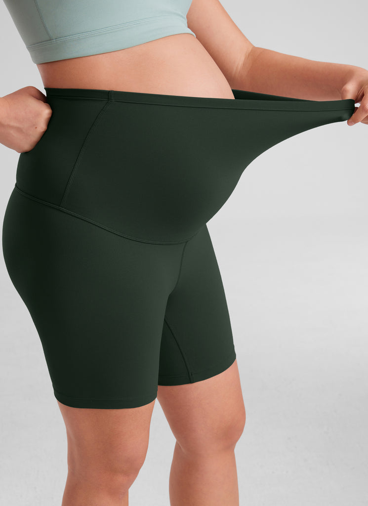 CRZ YOGA Women's Maternity Biker Shorts Super High Rise Butterluxe 6'' Mysterious Grey