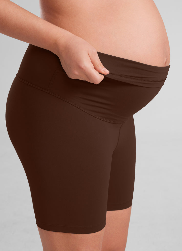 CRZ YOGA Women's Maternity Biker Shorts Super High Rise Butterluxe 6'' Lava Brown