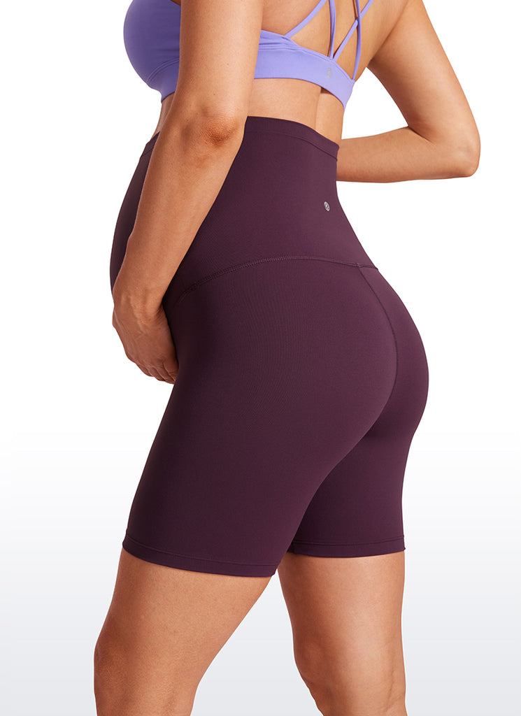 CRZ YOGA Women's Maternity Biker Shorts Super High Rise Butterluxe 6'' Deep Purple