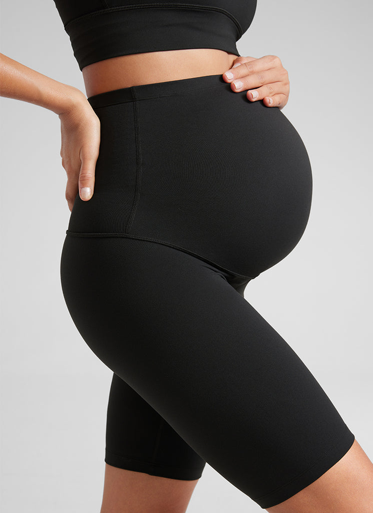 CRZ YOGA Women's Maternity Biker Shorts Super High Rise Butterluxe 8'' Black