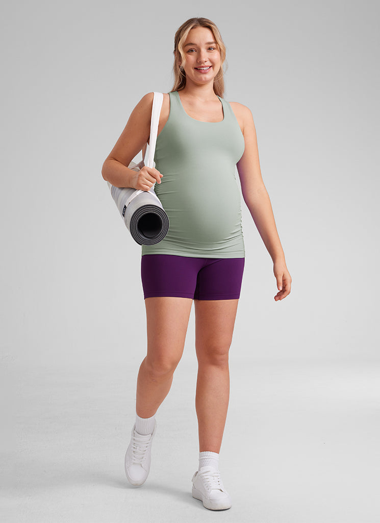 CRZ YOGA Women's Butterluxe Yoga Maternity Tank Top Racerback Red Merlot