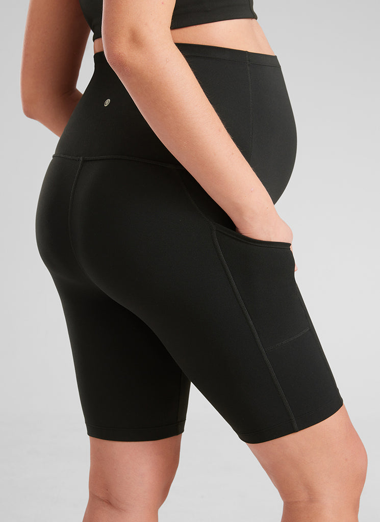 CRZ YOGA Women's Maternity Biker Shorts with Pockets Butterluxe 8'' Black