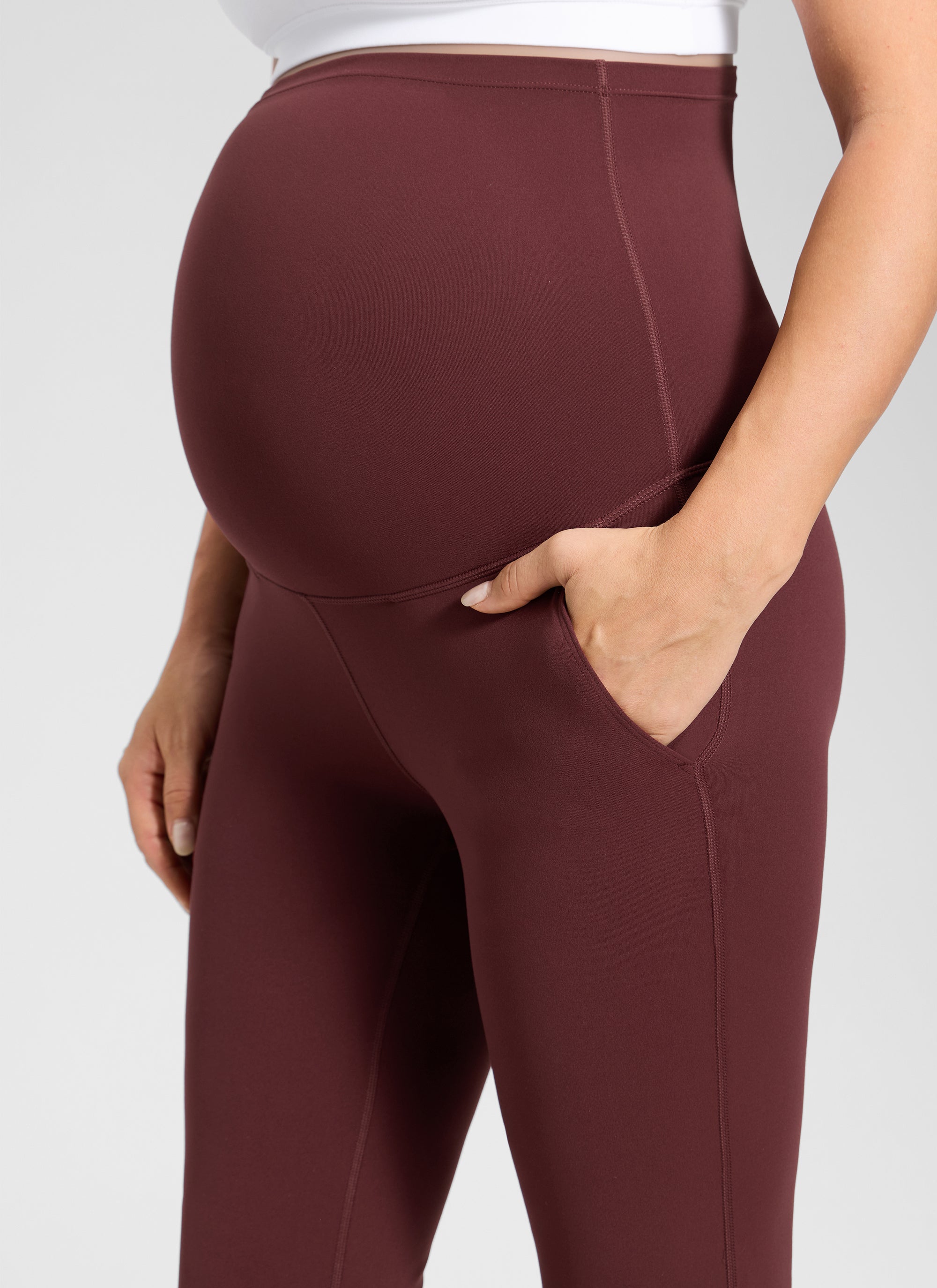 CRZ YOGA Women's Maternity Flare Leggings Pockets Butterluxe 31'' True Navy