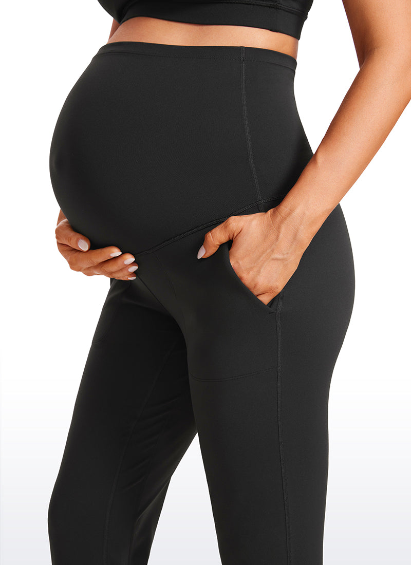 CRZ YOGA Women's Maternity Joggers Pockets Butterluxe 27'' Black