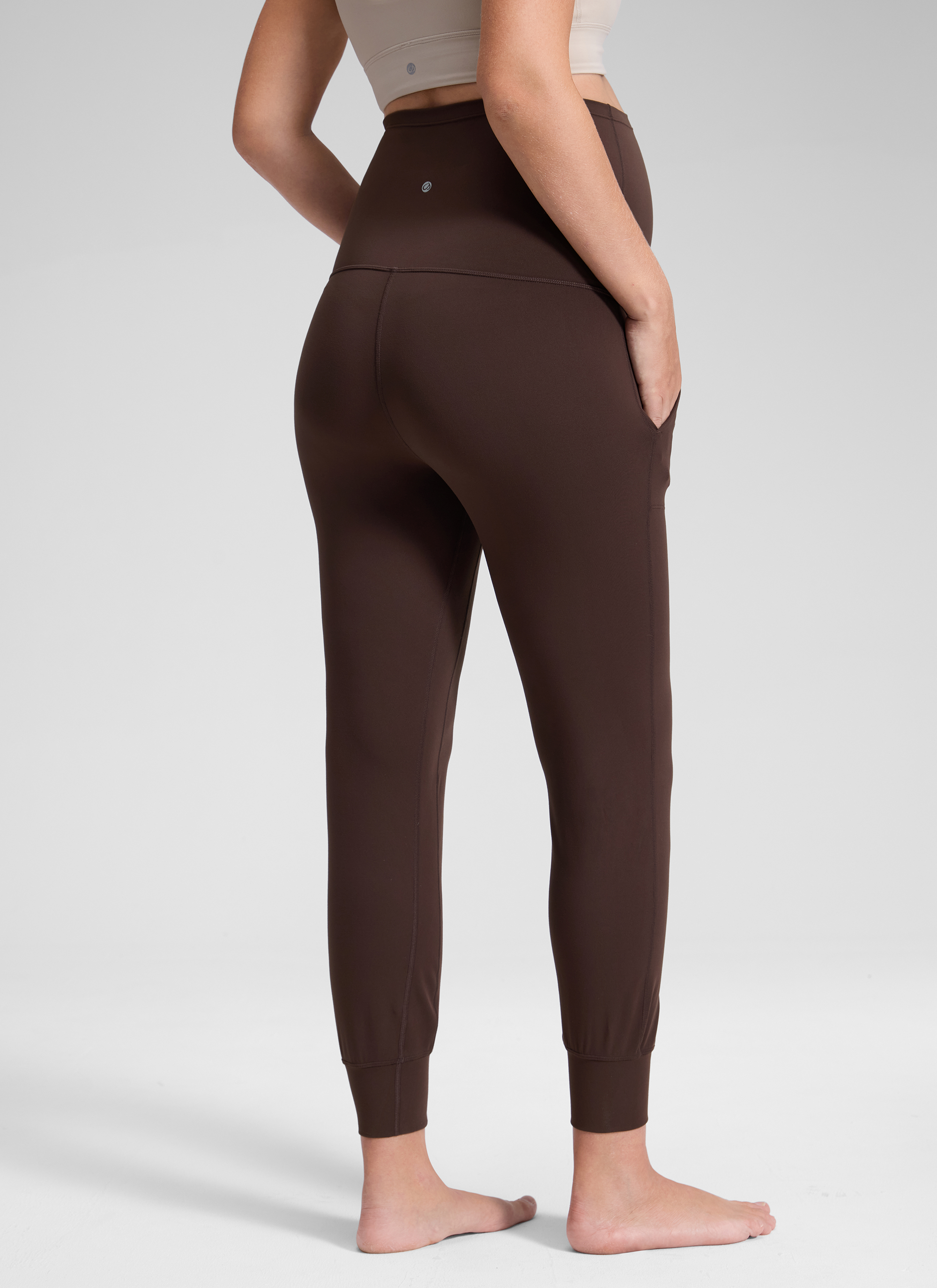 CRZ YOGA Women's Maternity Joggers Pockets Butterluxe 27'' Hot Fudge Brown