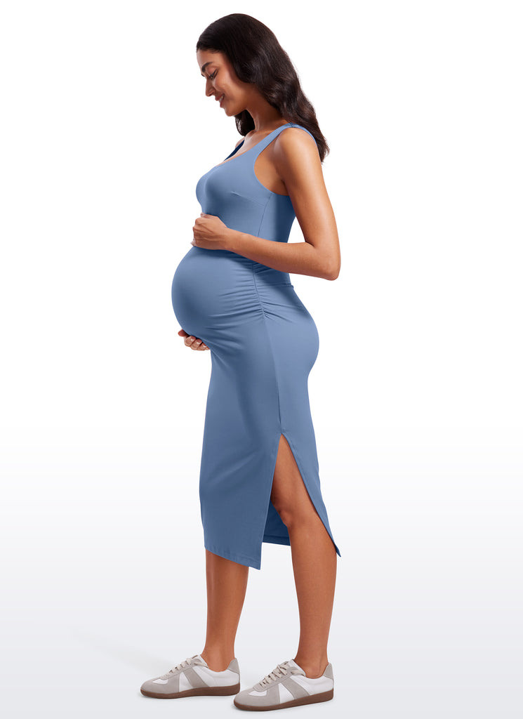 CRZ YOGA Womens Butterluxe Sleeveless Tank Maternity Dress True Navy