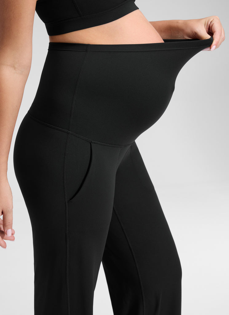 CRZ YOGA Women Butterluxe Maternity Wide Leg Pants with Pockets 31.5" Black