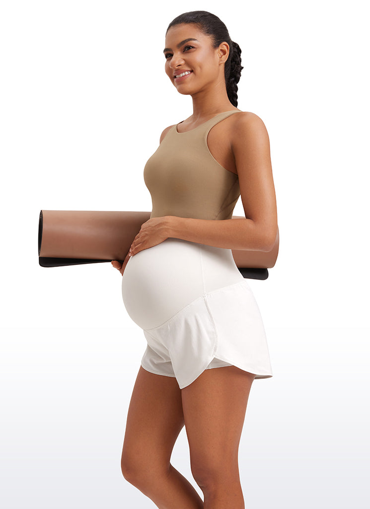 CRZ YOGA Women's Feathery-Fit Soft Maternity High Waisted Shortrs Hot Fudge Brown