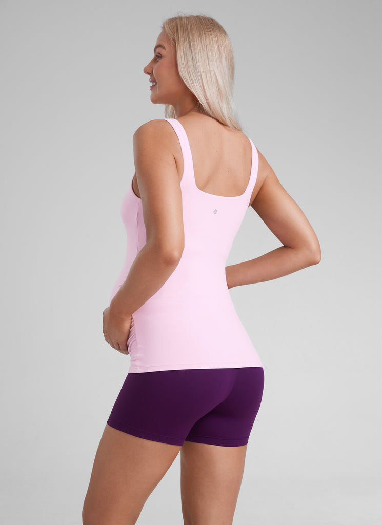 CRZ YOGA  Women's Square Neck Maternity Tank Tops Ruched Sleeveless Green Palm Court