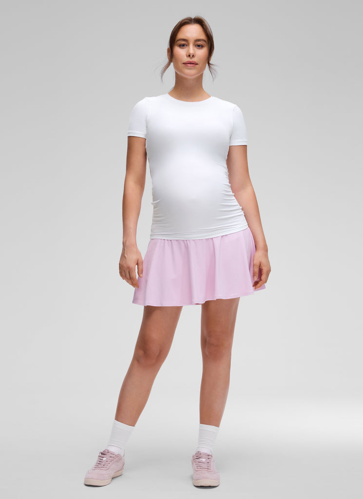 CRZ YOGA Women Casual Slim Fit Maternity Short Sleeves Crew Neck Black