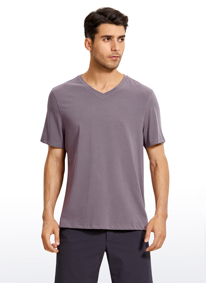 Pima Cotton Short Sleeve V Neck - purple gray