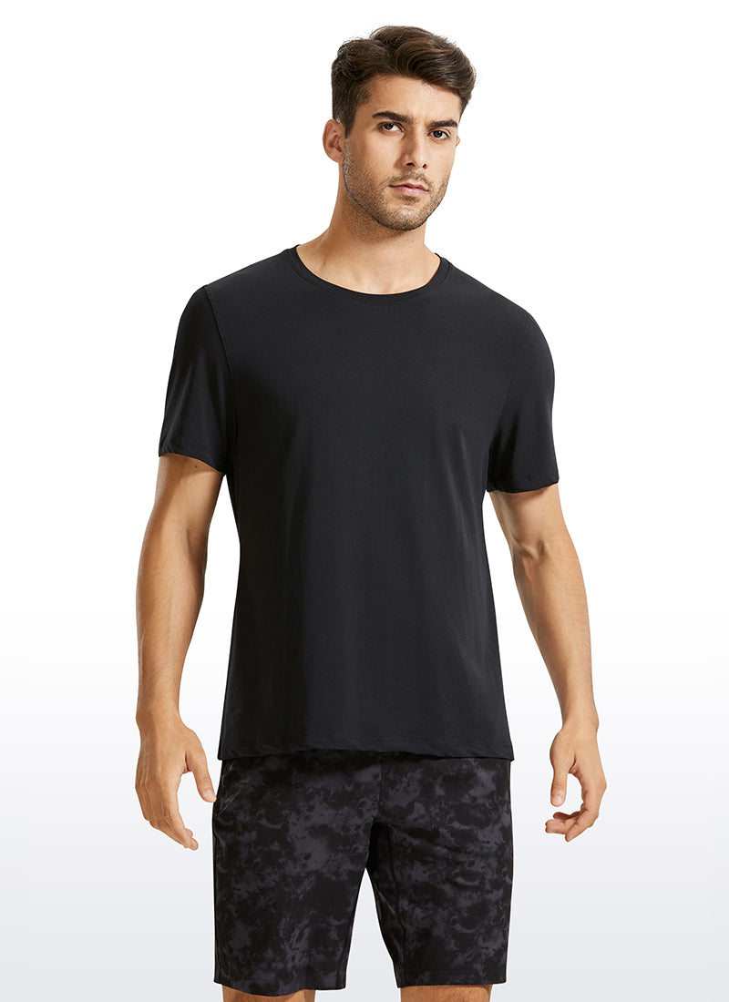 Pima Cotton Short Sleeve Round Neck - Black