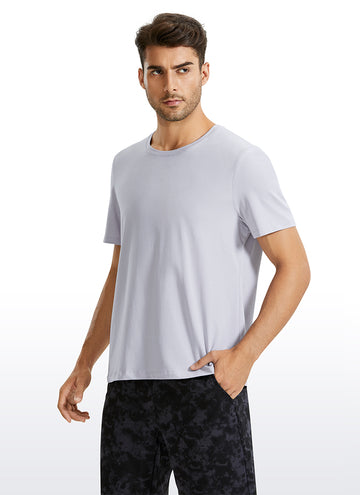 Pima Cotton Short Sleeve Round Neck - Iced Iris