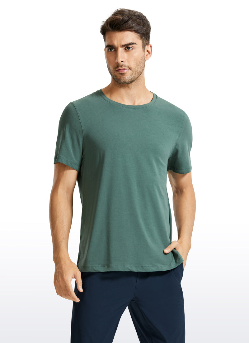 Pima Cotton Short Sleeve Round Neck - Graphite Green