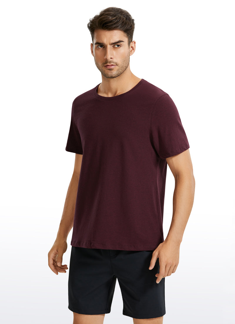 Pima Cotton Short Sleeve Round Neck - Berry heather