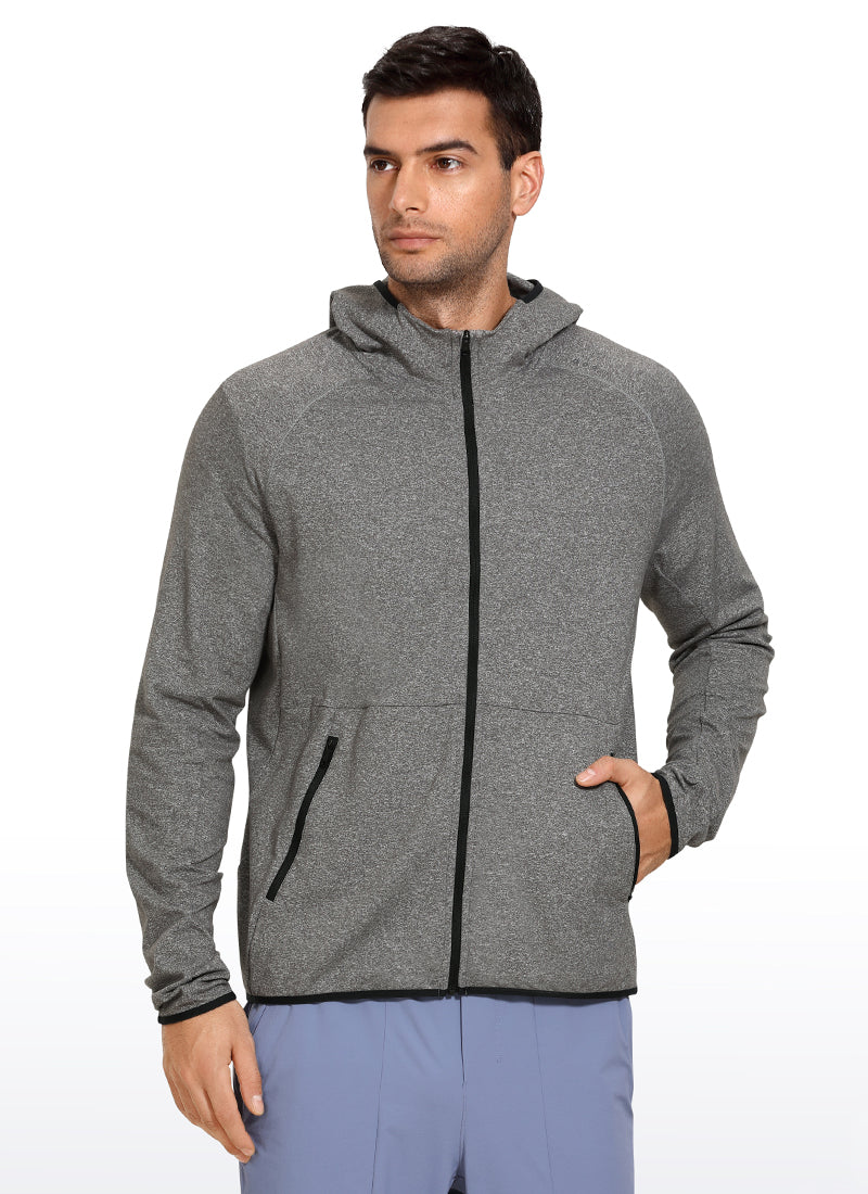 Brushed Full Zip Hoodie - Grey Heather