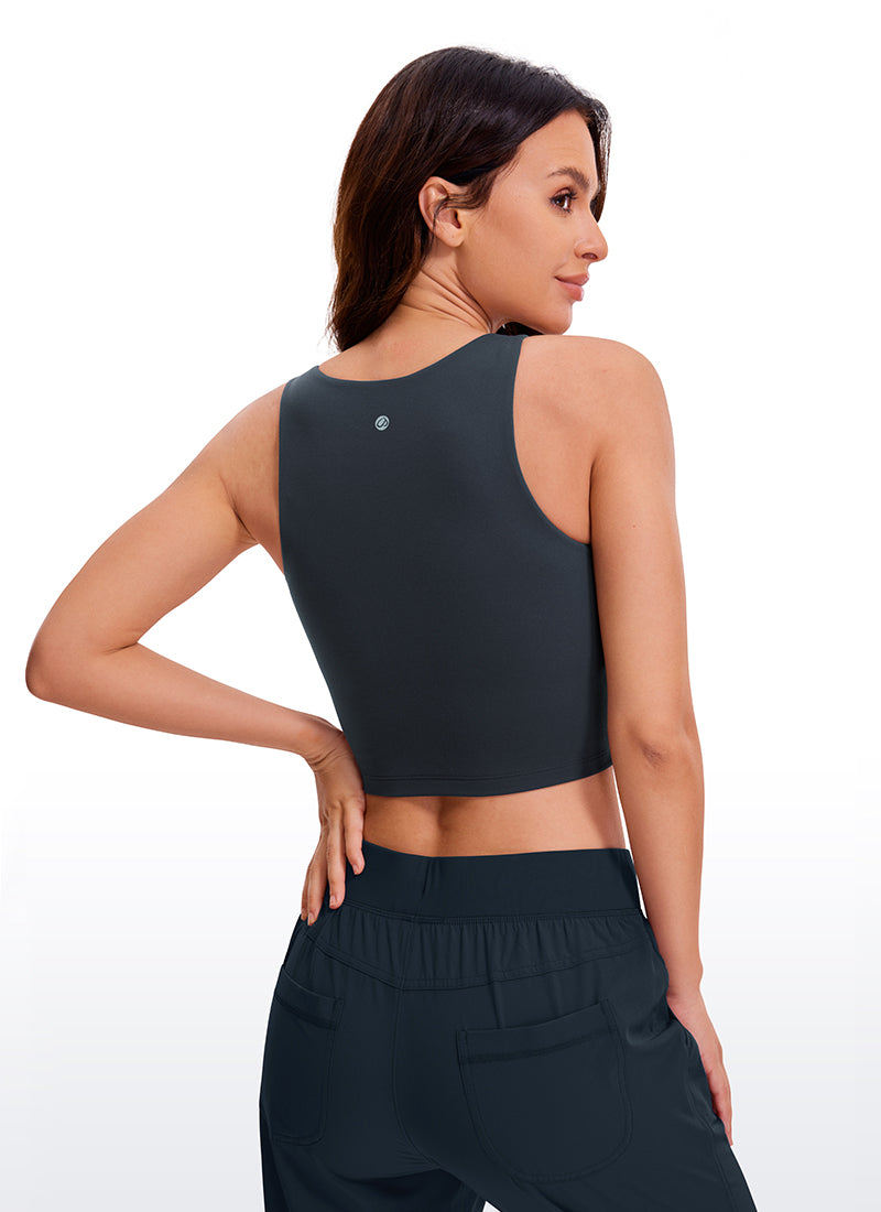 Butterluxe Cropped High Neck Tank Tops Wide Back