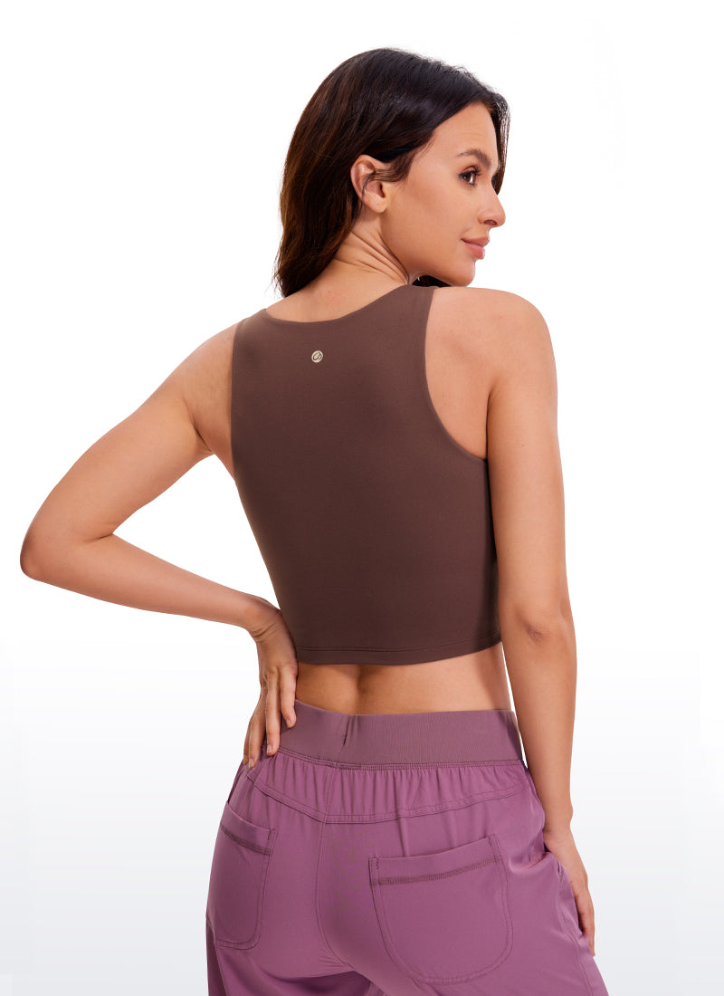 Butterluxe Cropped High Neck Tank Tops Wide Back